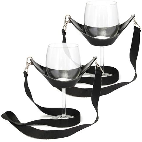 Niuhong 2 Pcs Porte-Cou Verre Vin Porte-Verre Cadeaux Portables Serre-Tête Tasse Accessoire d'Étagère Verre Vin Amateurs Vin Avec Sangle Cou Suspendue l'Exposition Mariage d'Anniversaire Fête (B)