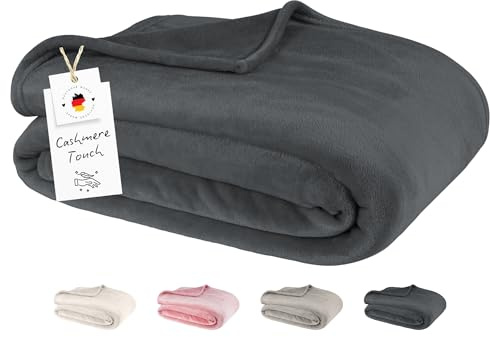 Carpe Sonno XXL Kuscheldecke Flauschig Decke Grau Anthrazit | Fleecedecke 180x220 Wohndecke Bettüberwurf Wohnzimmer Couch Sofa Überwurf Blanket | Wohn- & Kuscheldecken 180x220 Weich & Warm