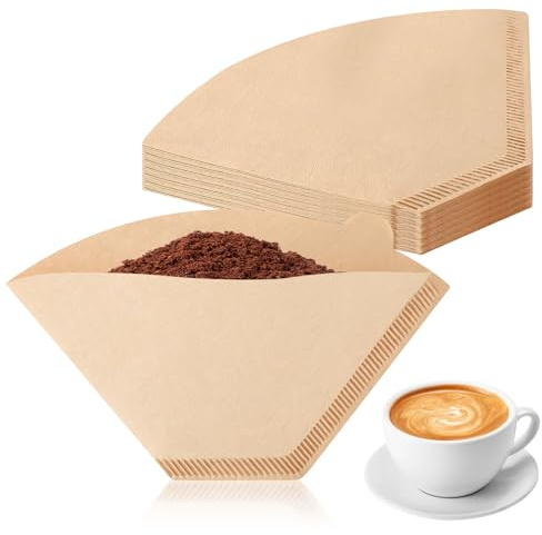 100 Stück Kaffeefilter Papier Filtertüten Größe 4 V Förmiger Coffee Filter Paper Einweg Filterpapier für Kaffeemaschinen Kaffeekanne Filterbecher