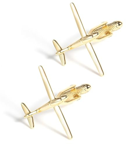 Dsnyu Manschettenknöpfe Herren Flugzeug, Cufflinks for Men Gold Hemd Anzug Schmuck für Geburtstag Hochzeit