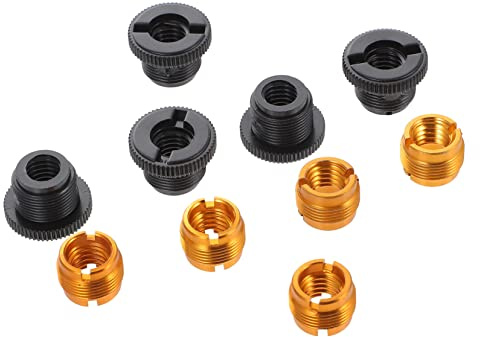 Kisangel Mikrofonstativadapter 10 Stück 5/8 Zoll Außengewinde 3/8 Zoll Innengewinde Schwarz und Gold aus Aluminium Klein und Leicht für Professionelle und Private Nutzung