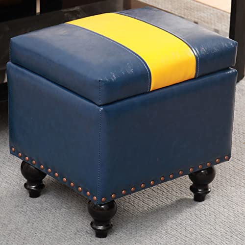 LZDRETUQ Pouf Contenitore Quadrato in Pelle con Decorazione a Rivetto, poggiapiedi Basso e Leggero per Divano, per Soggiorno, Camera da Letto, Seduta Imbottita impilabile - L-15,7 * 15,7 * 13,4 polli