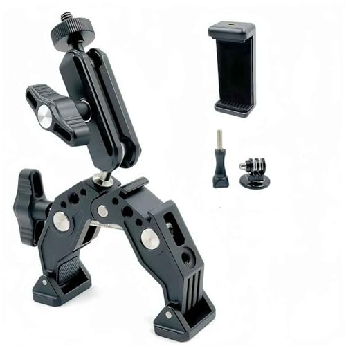 Superklemme mit 3-Zoll-360°-Doppelkugelkopf-Magic-Arm, Cold Shoe, 1/4-Zoll-Gewinde-Montageadapter für Telefon, Action-Kamera,Tischstativ, Rohr, Gimbal, kompatibel mit SmallRig,DJI ST83,13–65mm