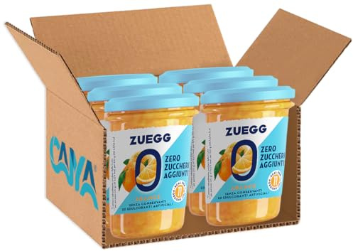 Confettura ZERO Arancia, Marmellata Zero Zuccheri Aggiunti, Vegano e Senza Glutine, per zuegg 220g [BOX con 6 Vasetti]