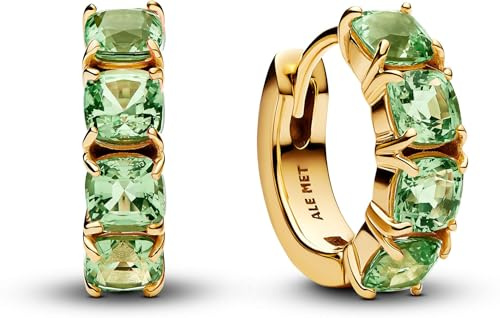 Pandora Timeless Grüne Creolen-Ohrringe aus 14 Karat Vergoldetem Sterling Silber mit Zirkonia, 263851C01