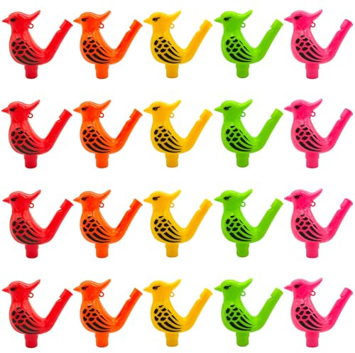 Niuhong 20 Pcs Pipas Pájaros Pueden Llenar Agua Silbato Pájaro Divertido Colores Noisemaker Niños Juego Ruidos Fiesta Plástico Lindo Juguetes Musicales Regalos Cumpleaños Carnaval (B)