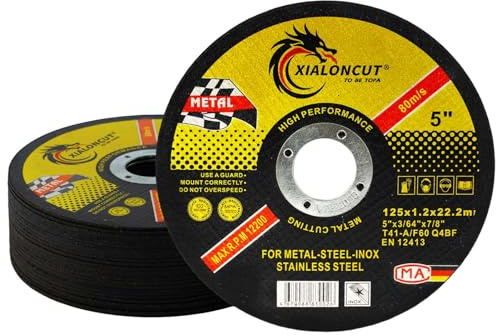 NUTKIT Skärskiva 125 mm metall för vinkelslipmaskin, 125 x 1,2 x 22,2 mm skärskiva 26 delar, extra fin flexibel skiva, för metall, rostfritt stål, stål, järn, stålrör
