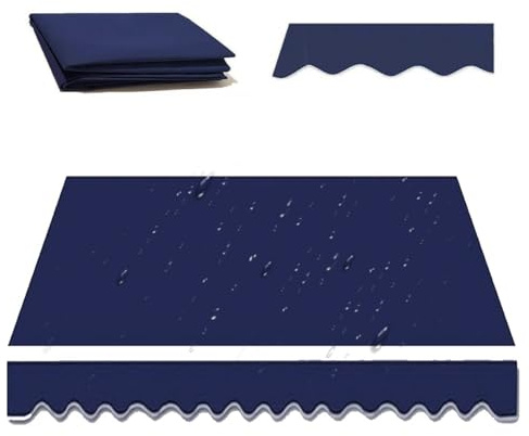 Marineblau Markisenstoff Ersatz 250x150/300x250cm Outdoor Klemmmarkise Baldachin Material Polyester für Balkon & Fenster (2,4x2,0m) - & witterungsbeständig