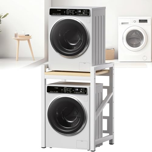 RsxPtyxagoros Washer Dryer Stand Stacking Kits, Height Adjustable Tumble Dryer Stand, Stacking Kit with 400KG Load Capacity for Balcony Laundry