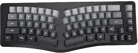 Plyisty Ergonomische Tastatur mit USB-Kabel und RGB-Hintergrundbeleuchtung, 69 Tasten, 7 Farben, Mechanische Haptik, Gaming-Tastatur in V-Form, 166°-Winkel und Geteiltes Tastenlayout