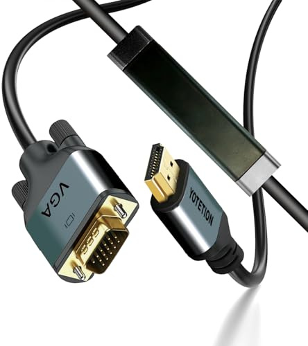 YOTETION Cable HDMI a VGA de 50 pies con IC, HDMI a VGA chapado en oro, compatible con computadora, computadora, laptop, PC, monitor, proyector, HDTV, Raspberry Pi, Roku, Xbox y más, carcasa de