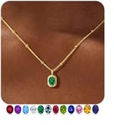 TINGN Birthstone Necklaces 14K Gold Plated Birthstone Necklace Dainty Blue Green Cubic Zirconia Pendant Necklace Birthday Gifts for Women Jewelry