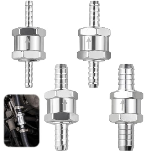 Juego de 4 Válvulas Antirretorno de Combustible de Aluminio 6 8 10 12mm | Válvula Unidireccional para Gasolina Diésel Aceite y Agua,Adecuadas para Carburadores y Sistemas de Baja Presión en Vehículos