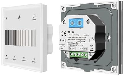 LED dimmer controller DT6 dimming DT8 dual white/RGB/RGBW/RGB+CCT LED light strip dimmer switch 1 zone 4 zone wall-mounted touch main panel(TD5-S White)