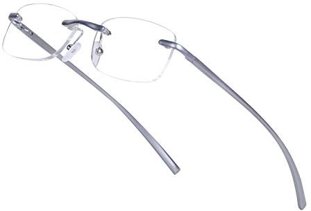 JoXiGo Lesebrillen Randlos 1.5 für Herren Damen Qualität Metall Rahmen Klar Brille mit Brillenetui,+1.5 (50-54 Jahre)