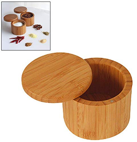 Hihey Caja de Almacenamiento con Tapa Madera Especias coctelera Vidrio azúcar Sal Pimienta Hierbas palillo de Dientes Botella de Almacenamiento Barbacoa Especias Caja de Madera bambú