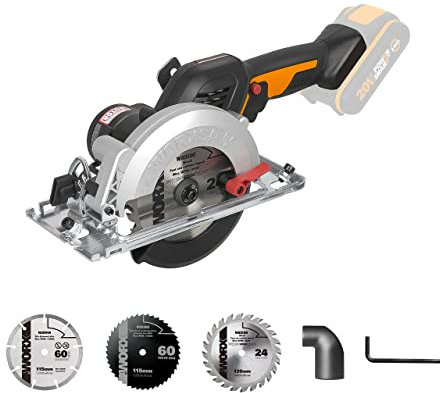 WORX Nitro WX531.9 Akku Kreissäge 20V – Leistungsstarke Bürstenlose Kreissäge für exakte, gerade Schnitte – Schneidet mühelos Holz, Metall, Fliesen & Plastik – ohne Akku & Ladegerät
