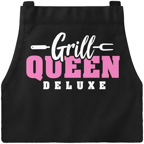 MoonWorks® Grill-Schürze für Frauen mit Spruch Dressed to Grill Perlenkette Grillschürze Damen Baumwoll-Schürze Küchenschürze