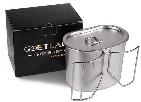 Goetland US Esercito Acciaio Inox Borraccia Militare Tazza Gavetta 800 ml con Coperchio Accessori Campeggio