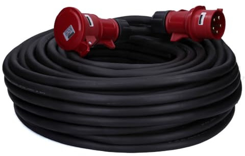 Voxura CEE-Kabel Verlängerungskabel Starkstromkabel 5-polig 400V H07RN-F 5G 6 32/5 32A IP44 Starkstrom 50m