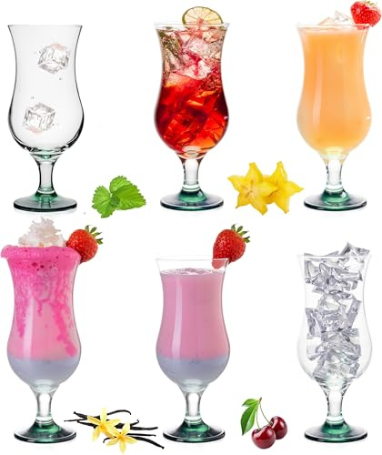 PLATINUX Cocktailgläser 400ml (max. 470ml) aus Glas mit Ombré Effekt Grün Set 6-Teilig Longdrinkgläser Hurricanegläser