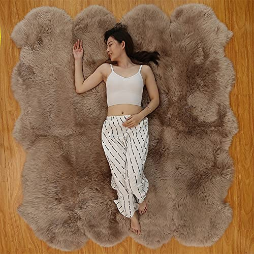 Altlue Lammfell Teppich Groß Echt Fellteppich Flauschiger Fell Teppiche Lammfell Echt Groß Für Wohnzimmer Schlafzimmer (Size : 8p(185 * 200cm))