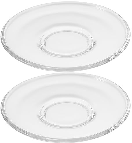 NUOBESTY 2 Transparente Kaffeeteller Runde Untertassen Kleine Glasteller Snackteller Kaffee-Tee-Untertasse Trinkgeschirr Kaffee-Tee-Geschirr für Die Küche zu Hause