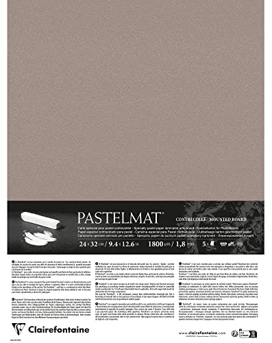 Clairefontaine 796019C - Packung mit 5 Bogen Pastelmat kaschiert, DIN A4+, 24x32cm, praktisch und sicher, 360g, Dunkelgrau, 1 Pack