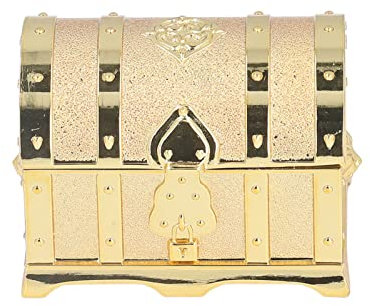 LIYJTK Vintage-Schmuckkästchen aus Metall, Schatztruhe, Schmuckkästchen, Ohrringe, Halskette, Andenken, Geschenk, Etui Für Mädchen, Damen, Frauen, Gold