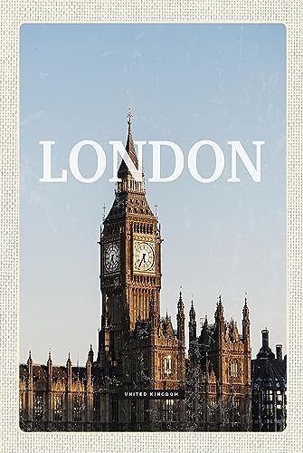 Holzschild 18x12cm London UK Big Ben Glocke Geschenk Wand Deko Bar Kneipe Sammler Geschenk