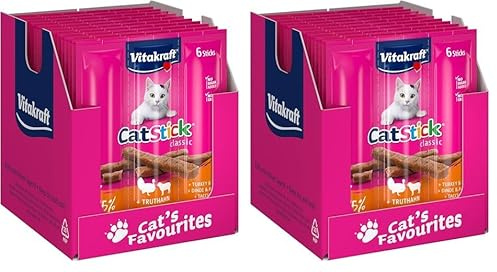 Vitakraft Crispy Crunch, knusprige Snackkissen gefüllt mit Geflügel, Katzensnack, zuckerfrei (1x 60g) (Packung mit 2)