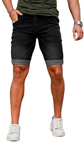 GINGTTO Mens Shorts Slim fit Stretch Summer Denim Jeans 9 Inch | Super Stretchy,Tapered Fit, Tight leg design,Casual Style