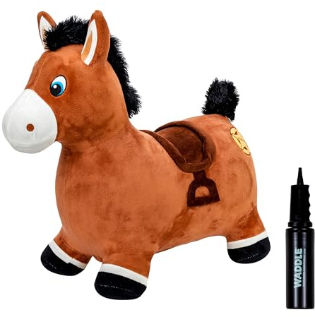 Waddle Inflatable Animal Hopper - Kids, Toddler Toys, Bouncy Animal Hopper, Hopping Plush Toy, Indoor and Outdoor, Pump Included, Riding Toys for Boys and Girls Ages 2 and Up
