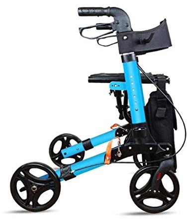 .99 Gehgestell mit Rädern, Bremsen und Sitz, zusammenklappbar aus Aluminiumlegierung. .99 Vierrädriger Roller-Rollstuhl, Einkaufswagen für ältere Menschen. Ältere Menschen können auf einem Trolley s
