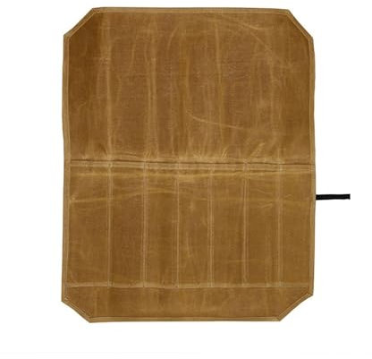 Bamyli Chef Knife Bag, Knife Wrap Roll, Portable Kitchen Knife Bag, 7 Slots Canvas Knife Roll Bag, for Pro Chefs or Culinary Enthusiasts, Suitable for Picnics and Camping (Khaki)