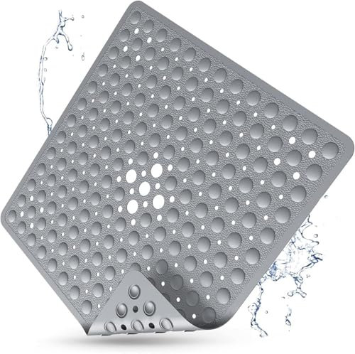 Tappetino da doccia antiscivolo, tappetino da bagno antiscivolo, tappetino da doccia antiscivolo, tappetino da bagno lavabile in lavatrice, tappetino da doccia 53x53 cm, grigio