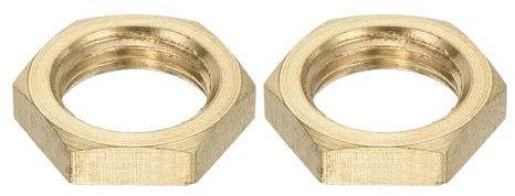 QUARKZMAN G1/8 Dado Bloccaggio Esagonale Raccordo Tubi Dado Sottile Fissaggio Filettato Femmina Controdado per Impianti Idraulici Fissi, Ottone 2pz