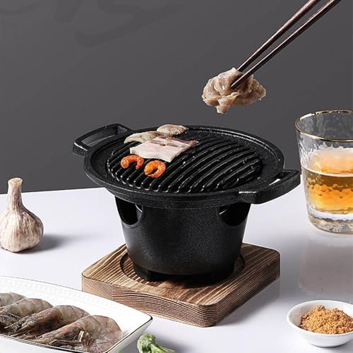 Poêle à barbecue japonaise, petit gril à charbon de bois portable, petit gril de camping, mini gril antiadhésif pour profiter du Yakiniku japonais à la maison