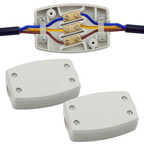 2pcs 3 Terminal Electrical Junction Box 13Amp 250V Waterproof Electrical Junction Box Universal Outdoor Indoor Power Wiring Solution Ideal for Automotive Electrical Projects Easy Installation (Grey)