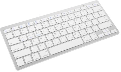 Angoily Tastiera Wireless e Silenziosa in Abs Tasti a Grandezza Naturale per Computer, Colore Bianco, per Lavoro e Ambienti Silenziosi, Design Ultrasottile