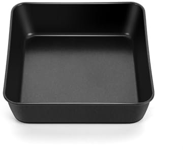 Homikit Plat Four Carré en Acier Inoxydable Antiadhésif, 15,9 x 15,9 x 5cm, Noir pour Gâteaux/Lasagnes/Soufflés