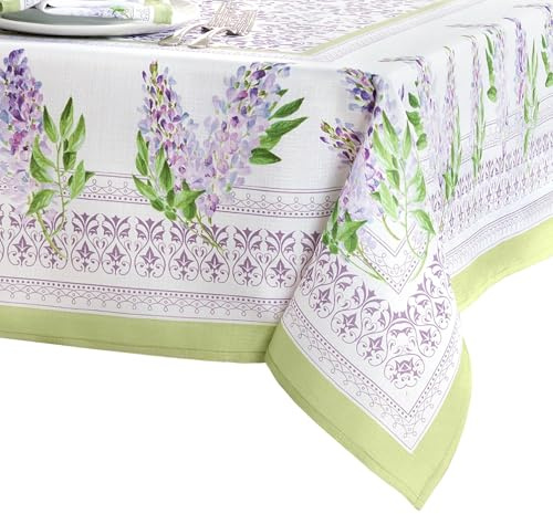 Elrene Home Fashions Lilac Garden Floral Spring/Summer Wrinkle Resistant Dining Tablecloth, 60x84 Rectangle