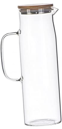 Cabilock Große Borosilikatglas Karaffe Mit Bambusdeckel Hitzebeständig Und Bruchsicher Multifunktionaler Glaskrug Für Kaltes Wasser Saft Tee Und Hausgemachte Getränke