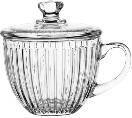 Bafnsiji Bol en Verre Transparent avec poignée et Couvercle, Bol à céréales en Verre, Bols de Petit déjeuner à l'avoine, Bols à Soupe avec poignées, Bol à Soupe en Verre, conteneurs d'avoine