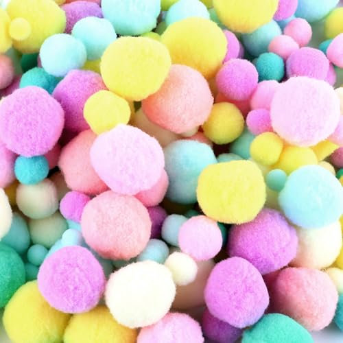 Pompons zum Basteln, 300 Stück 1-3cm Bunt Mini Pompons, Bunte Pompoms für Lustiges, Kreatives Basteln, Wird für Kreative DIY-Dekorationen Verwendet