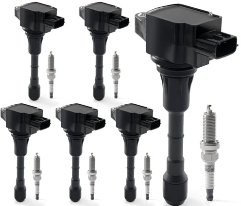 Set of 6 Ignition Coil Pack & Iridium Spark Plugs Compatible with 2007-2020 Nissan Altima Maxima Murano Pathfinder Quest 350Z Infiniti Q50 Q70 QX60 EX35 FX35 G25 G35 JX35 M35 M35h V6 3.5 Replace UF550