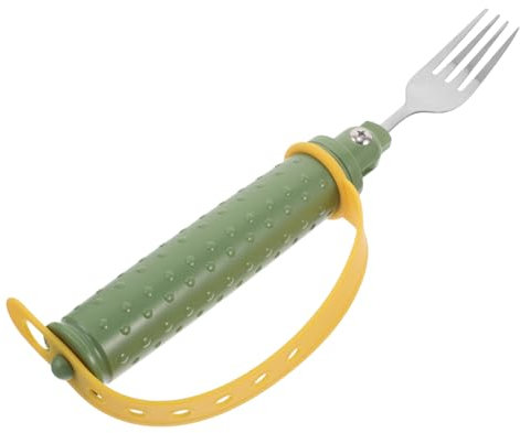 ZUNOXAZ Ustensiles Adaptatifs Acier Inoxydable pour Personnes Âgées Handicapées Fourchette Dérapante à Angle Aide à Prise Main Outils de Repas