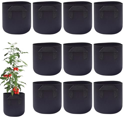 Garden Grow Bags | Breathable Fabric Planter Grow Bags - Non-Woven Reusable Portable Container Boxes for Gardening Fruits Vegetable Tomatoes Courtyard Balcony