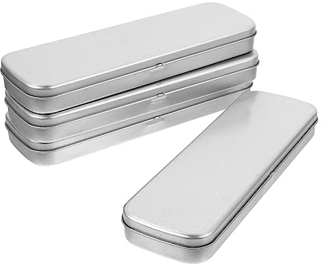 KAILIKETIY Tinplate Pencil Box Multi-Functional Stationery Case for Students Silver Colour with Curled Design Simple Elegant Style Pen Storage Organiser for School Use