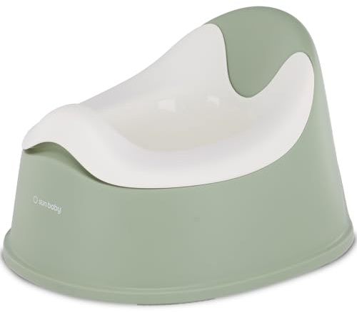 sun baby Kinder Töpfchen 18-36 Monate, rutschfeste Füße, ergonomische Rückenlehne, herausnehmbarer Einsatz, aus Kunststoff, bis zu 15 kg (Grün-Weiß)